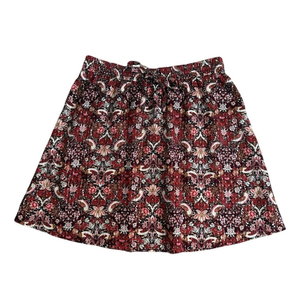 LOFT Outlet Floral Paisley A-Line Skirt Size Small Burgundy Black